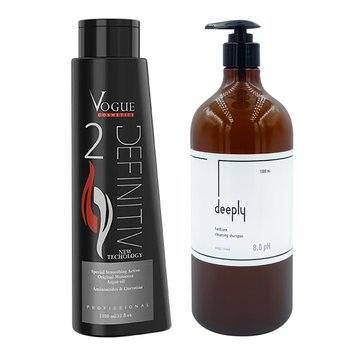 Кератин Vogue Definitiv + Deeply Hardcore Cleansing Shampoo 8.0 pH 1000+1000 мл