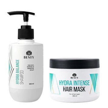 Набор для баланса и увлажнения кожи головы и сухих волос по длине Besty Hair Set Hydra Balance Shampoo & Hydra Intense Hair Mask